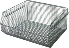 Quantum Storage - 175 Lb. Load Capacity, 14-1/2" Deep, Chrome Hopper Stacking Bin - 7" High x 16-1/4" Wide x 14-1/2" Long - USA Tool & Supply