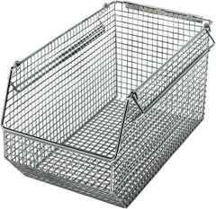 Quantum Storage - 175 Lb. Load Capacity, 14-1/2" Deep, Chrome Hopper Stacking Bin - 7" High x 8" Wide x 14-1/2" Long - USA Tool & Supply