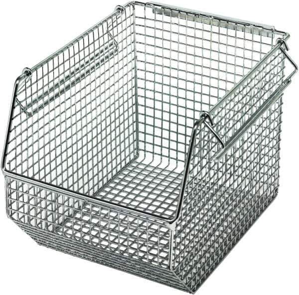 Quantum Storage - 175 Lb. Load Capacity, 10-1/2" Deep, Chrome Hopper Stacking Bin - 7" High x 8" Wide x 10-1/2" Long - USA Tool & Supply