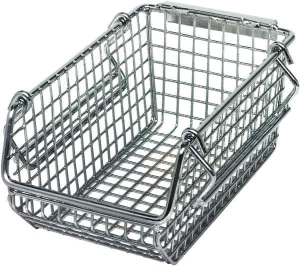 Quantum Storage - 175 Lb. Load Capacity, 7-1/4" Deep, Chrome Hopper Stacking Bin - 3" High x 4-1/4" Wide x 7-1/4" Long - USA Tool & Supply