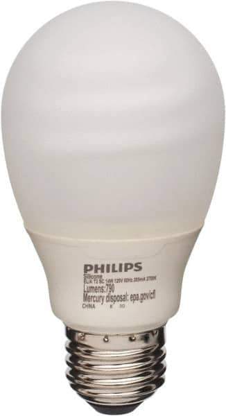 Philips - 14 Watt Fluorescent Residential/Office Medium Screw Lamp - 2,700°K Color Temp, 800 Lumens, 120 Volts, Twister, 8,000 hr Avg Life - USA Tool & Supply