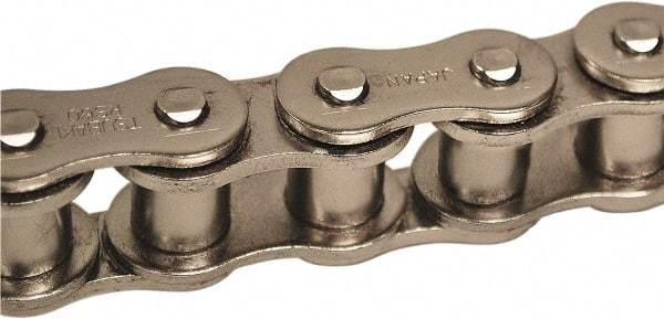 U.S. Tsubaki - 3/4" Pitch, ANSI 60, Single Strand Roller Chain - Chain No. 60NP, 9,900 Lb. Capacity, 10 Ft. Long, 15/32" Roller Diam, 3/8" Roller Width - USA Tool & Supply