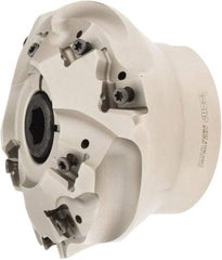 Iscar - 4.252" Cut Diam, 1-1/4" Arbor Hole, 0.637" Max Depth of Cut, 30° Indexable Chamfer & Angle Face Mill - 9 Inserts, T490 LN.. 1306.. Insert, Right Hand Cut, 9 Flutes, Through Coolant, Series Helitang - USA Tool & Supply