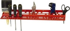 Quantum Storage - Tool Box Polypropylene Tool Rack - 24" Wide x 6" Deep x 2-3/4" High, Red, For Louvered Panels - USA Tool & Supply