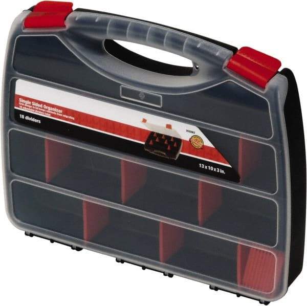 Quantum Storage - 13" Wide x 2" High x 10" Deep, Small Parts Organizer - Polypropylene Frame, 22 Compartments - USA Tool & Supply