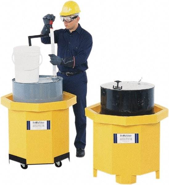 UltraTech - 66 Gal Sump, 800 Lb Capacity, 1 Drum, Polyethylene Spill Deck Pallet - 34" Long x 34" Wide x 28" High, Liftable Fork, Drain Included, 1 Tank Drum Configuration - USA Tool & Supply