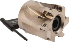 Seco - 6 Inserts, 1-1/2" Cut Diam, 3/4" Arbor Diam, 0.354" Max Depth of Cut, Indexable Square-Shoulder Face Mill - 0° Lead Angle, 1.575" High, XO.X 10T3.. Insert Compatibility, Through Coolant, Series Turbo 10 - USA Tool & Supply