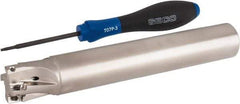 Seco - 1" Cut Diam, 0.354" Max Depth of Cut, 1" Shank Diam, 6.693" OAL, Indexable Square Shoulder End Mill - XO.X 10T3.. Inserts, Cylindrical Shank, 90° Lead Angle, Through Coolant, Series Turbo 10 - USA Tool & Supply