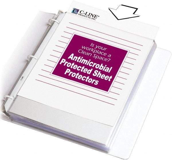 C-LINE - 100 Piece Clear Sheet Protectors-Ring Binder - 11.188" High x 9.172" Wide - USA Tool & Supply