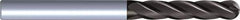 Kennametal - 3/8" Diam, 1-1/8" LOC, 4 Flute Solid Carbide Ball End Mill - TiAlN Finish, Single End, 3" OAL, 3/8" Shank Diam - USA Tool & Supply