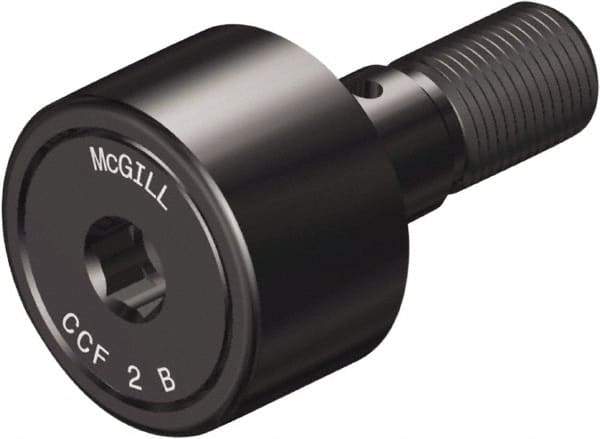 McGill - 1-1/4" Roller Diam x 3/4" Width, 1/2" Stud Diam x 1-1/4" Length, Crowned Sealed Stud Cam Follower with Hex - Steel, 5/8" Thread Length, 1/2-20 Thread, 2.03" OAL, 3,930 Lb Dynamic Cap, 4,250 Lb Static Cap - USA Tool & Supply