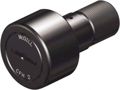 McGill - 1-3/8" Roller Diam x 3/4" Width, 1/2" Stud Diam x 1-1/4" Length, Heavy Stud Cam Follower - Steel, 5/8" Thread Length, 3/4-16 Thread, 2.03" OAL, 3,930 Lb Dynamic Cap, 8,500 Lb Static Cap - USA Tool & Supply