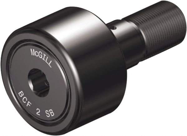 McGill - 1-1/2" Roller Diam x 7/8" Width, 5/8" Stud Diam x 1-1/2" Length, Sealed Self Lubricating Stud Cam Follower with Nonmetallic Bushing and Hex - Steel, 3/4" Thread Length, 5/8-18 Thread, 2.41" OAL - USA Tool & Supply