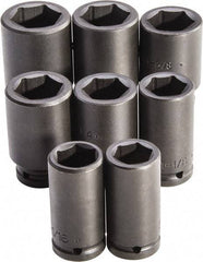Proto - 8 Piece 3/4" Drive Full Polish Finish Deep Well Impact Socket Set - 6 Points, 1" to 3/4" Range, Inch Measurement Standard - USA Tool & Supply