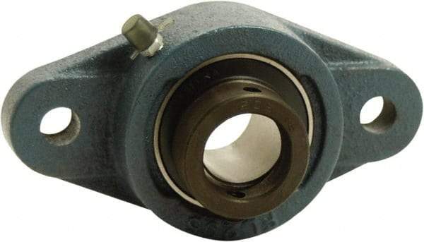 Tritan - 1" ID, 5.12" OAL x 1-3/4" OAH 2-Bolt Flange - 1,765 Lb Static Cap, 3,147 Lb Dyn Cap, 3.9" Btw Mnt Hole Ctrs, 0.69" Base-to-Ctr Ht, Cast Iron/Steel - USA Tool & Supply