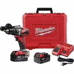 Milwaukee Tool - 18 Volt 1/2" Metal Ratcheting Chuck Cordless Hammer Drill - 0 to 28,800 BPM, 0 to 1,800 RPM, Reversible - USA Tool & Supply