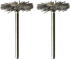 Dremel - 1" OD, 1/8" Shank Diam, Straight Filament Nylon Wheel Brush - 1/16" Face Width, 1" Trim Length, 15,000 RPM - USA Tool & Supply