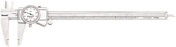 Starrett - 0" to 12" Range, 0.001" Graduation, 0.1" per Revolution, Dial Caliper - White Face, 2.5" Jaw Length, Accurate to 0.001" - USA Tool & Supply