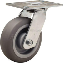 Hamilton - 6" Diam x 2" Wide x 7-1/2" OAH Top Plate Mount Swivel Caster - Rubber Mold on Polyolefin, 410 Lb Capacity, Straight Roller Bearing, 4-1/2 x 6-1/4" Plate - USA Tool & Supply