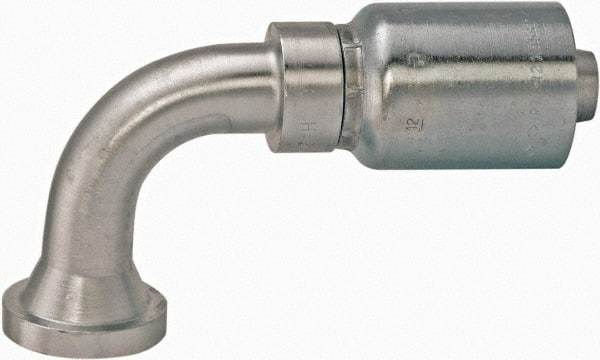 Parker - 2 Thread Steel Hydraulic Hose SAE Code 61 Flange Head & 90° Elbow Medium Drop - 5,000 psi, -32 Hose Size, 2" Hose Diam, Series 77 - USA Tool & Supply