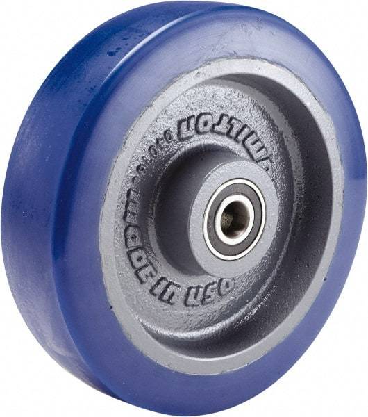 Hamilton - 8 Inch Diameter x 2 Inch Wide, Polyurethane Mold on to Cast Iron Center Caster Wheel - 2,700 Lb. Capacity, 3-1/4 Inch Hub Length, 3/4 Inch Axle Diameter, Sealed Precision Ball Bearing - USA Tool & Supply