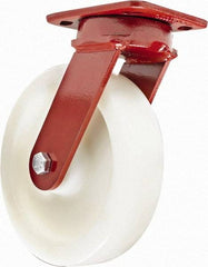 Hamilton - 8" Diam x 2" Wide x 9-1/2" OAH Top Plate Mount Swivel Caster - Plastic, 1,100 Lb Capacity, Sealed Precision Ball Bearing, 4 x 5" Plate - USA Tool & Supply