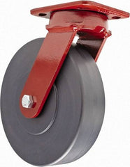 Hamilton - 8" Diam x 2" Wide x 9-1/2" OAH Top Plate Mount Swivel Caster with Brake - Plastic, 2,500 Lb Capacity, Sealed Precision Ball Bearing, 4 x 5" Plate - USA Tool & Supply