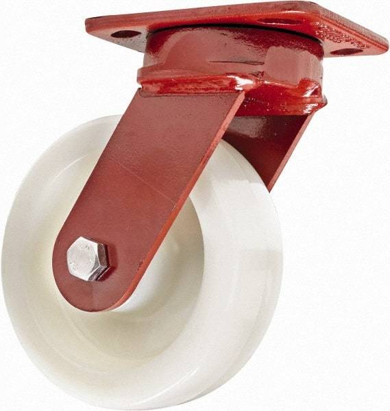 Hamilton - 6" Diam x 2" Wide x 7-1/2" OAH Top Plate Mount Swivel Caster - Plastic, 1,000 Lb Capacity, Sealed Precision Ball Bearing, 4 x 5" Plate - USA Tool & Supply