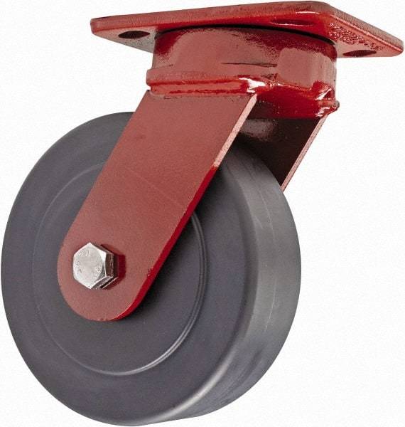 Hamilton - 6" Diam x 2" Wide x 7-1/2" OAH Top Plate Mount Swivel Caster with Brake - Plastic, 2,300 Lb Capacity, Sealed Precision Ball Bearing, 4 x 5" Plate - USA Tool & Supply