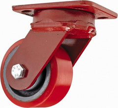 Hamilton - 4" Diam x 2" Wide x 5-5/8" OAH Top Plate Mount Swivel Caster - Polyurethane, 900 Lb Capacity, Sealed Precision Ball Bearing, 4 x 5" Plate - USA Tool & Supply
