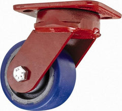 Hamilton - 4" Diam x 2" Wide x 5-5/8" OAH Top Plate Mount Swivel Caster - Polyurethane, 600 Lb Capacity, Sealed Precision Ball Bearing, 4 x 5" Plate - USA Tool & Supply