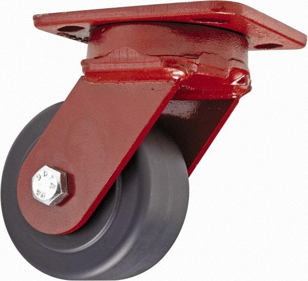 Hamilton - 4" Diam x 2" Wide x 5-5/8" OAH Top Plate Mount Swivel Caster - Plastic, 1,000 Lb Capacity, Sealed Precision Ball Bearing, 4 x 5" Plate - USA Tool & Supply