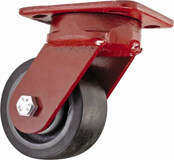 Hamilton - 4" Diam x 2" Wide x 5-5/8" OAH Top Plate Mount Swivel Caster - Steel, 1,400 Lb Capacity, Sealed Precision Ball Bearing, 4 x 5" Plate - USA Tool & Supply