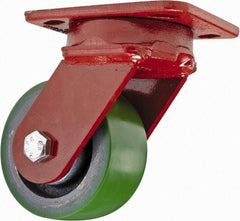 Hamilton - 4" Diam x 2" Wide x 5-5/8" OAH Top Plate Mount Swivel Caster - Polyurethane, 750 Lb Capacity, Sealed Precision Ball Bearing, 4 x 5" Plate - USA Tool & Supply