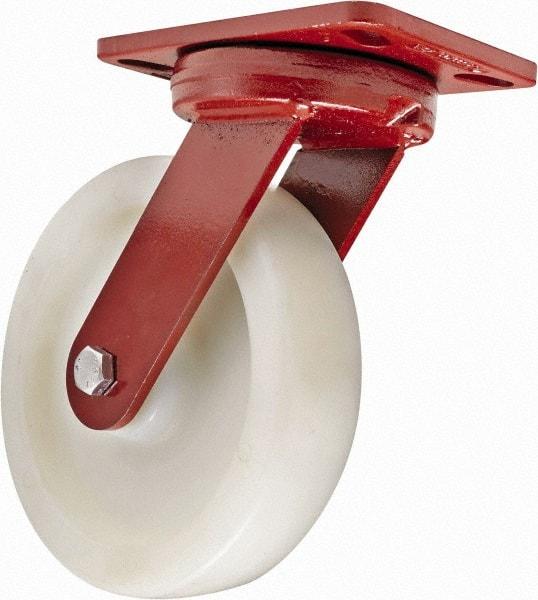 Hamilton - 8" Diam x 2" Wide x 9-3/4" OAH Top Plate Mount Swivel Caster - Plastic, 1,100 Lb Capacity, Sealed Precision Ball Bearing, 4-1/2 x 6-1/2" Plate - USA Tool & Supply