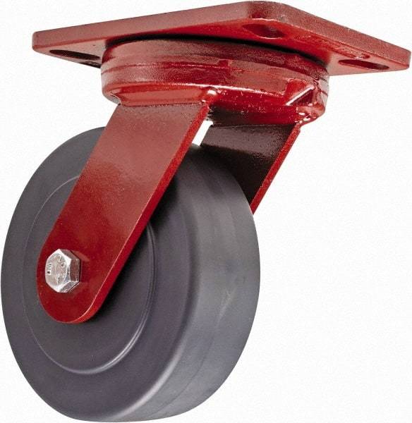 Hamilton - 6" Diam x 2" Wide x 7-3/4" OAH Top Plate Mount Swivel Caster - Plastic, 2,000 Lb Capacity, Sealed Precision Ball Bearing, 4-1/2 x 6-1/2" Plate - USA Tool & Supply