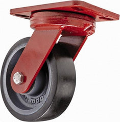 Hamilton - 6" Diam x 2" Wide x 7-3/4" OAH Top Plate Mount Swivel Caster - Polyurethane, 1,560 Lb Capacity, Sealed Precision Ball Bearing, 4-1/2 x 6-1/2" Plate - USA Tool & Supply
