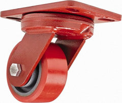Hamilton - 4" Diam x 2" Wide x 5-5/8" OAH Top Plate Mount Swivel Caster - Polyurethane, 900 Lb Capacity, Sealed Precision Ball Bearing, 4-1/2 x 6-1/2" Plate - USA Tool & Supply