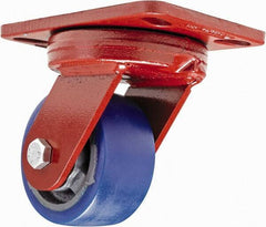 Hamilton - 4" Diam x 2" Wide x 5-5/8" OAH Top Plate Mount Swivel Caster - Polyurethane, 600 Lb Capacity, Sealed Precision Ball Bearing, 4-1/2 x 6-1/2" Plate - USA Tool & Supply