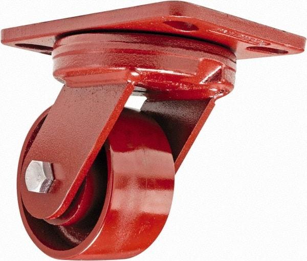 Hamilton - 4" Diam x 2" Wide x 5-5/8" OAH Top Plate Mount Swivel Caster - Steel, 1,000 Lb Capacity, Sealed Precision Ball Bearing, 4-1/2 x 6-1/2" Plate - USA Tool & Supply