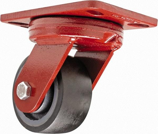 Hamilton - 4" Diam x 2" Wide x 5-5/8" OAH Top Plate Mount Swivel Caster - Polyurethane, 975 Lb Capacity, Sealed Precision Ball Bearing, 4-1/2 x 6-1/2" Plate - USA Tool & Supply