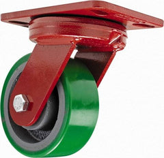 Hamilton - 4" Diam x 2" Wide x 5-5/8" OAH Top Plate Mount Swivel Caster - Polyurethane, 750 Lb Capacity, Sealed Precision Ball Bearing, 4-1/2 x 6-1/2" Plate - USA Tool & Supply
