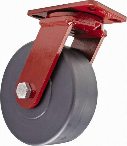 Hamilton - 8" Diam x 3" Wide x 10-1/4" OAH Top Plate Mount Swivel Caster - Plastic, 3,200 Lb Capacity, Sealed Precision Ball Bearing, 4-1/2 x 6-1/2" Plate - USA Tool & Supply