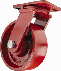Hamilton - 8" Diam x 3" Wide x 10-1/4" OAH Top Plate Mount Swivel Caster - Steel, 2,600 Lb Capacity, Sealed Precision Ball Bearing, 4-1/2 x 6-1/2" Plate - USA Tool & Supply