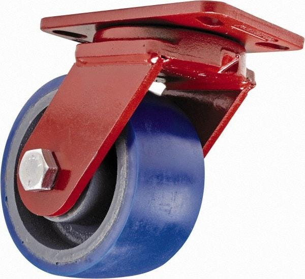 Hamilton - 6" Diam x 3" Wide x 7-1/2" OAH Top Plate Mount Swivel Caster - Polyurethane, 1,800 Lb Capacity, Sealed Precision Ball Bearing, 4-1/2 x 6-1/2" Plate - USA Tool & Supply
