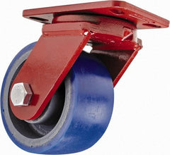 Hamilton - 6" Diam x 3" Wide x 7-1/2" OAH Top Plate Mount Swivel Caster - Polyurethane, 1,800 Lb Capacity, Sealed Precision Ball Bearing, 4-1/2 x 6-1/2" Plate - USA Tool & Supply