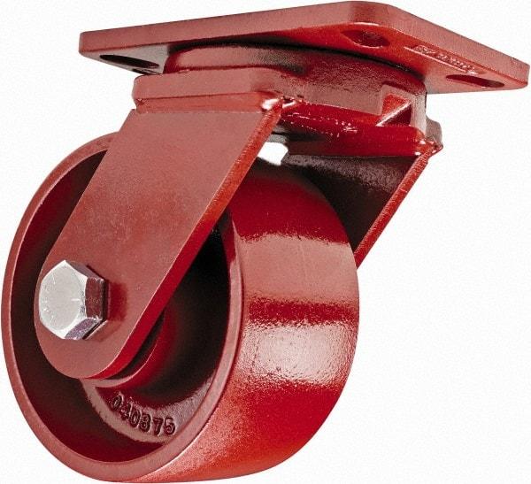 Hamilton - 6" Diam x 3" Wide x 7-1/2" OAH Top Plate Mount Swivel Caster - Steel, 2,500 Lb Capacity, Sealed Precision Ball Bearing, 4-1/2 x 6-1/2" Plate - USA Tool & Supply