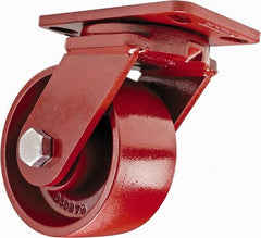 Hamilton - 6" Diam x 3" Wide x 7-1/2" OAH Top Plate Mount Swivel Caster - Steel, 2,500 Lb Capacity, Sealed Precision Ball Bearing, 4-1/2 x 6-1/2" Plate - USA Tool & Supply