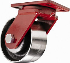 Hamilton - 6" Diam x 3" Wide x 7-1/2" OAH Top Plate Mount Swivel Caster - Steel, 3,200 Lb Capacity, Sealed Precision Ball Bearing, 4-1/2 x 6-1/2" Plate - USA Tool & Supply