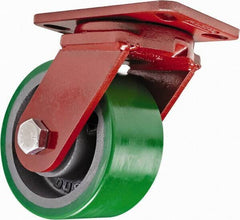 Hamilton - 6" Diam x 3" Wide x 7-1/2" OAH Top Plate Mount Swivel Caster - Polyurethane, 2,200 Lb Capacity, Sealed Precision Ball Bearing, 4-1/2 x 6-1/2" Plate - USA Tool & Supply